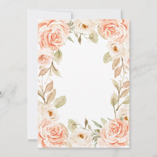 Peach Greenery Truck Baby shower Girl Invitation Kaart (Achterkant)