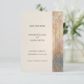 Peach Grey Art Nouveau Save The Date (Staand voorkant)