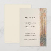 Peach Grey Art Nouveau Save The Date (Voorkant / Achterkant)