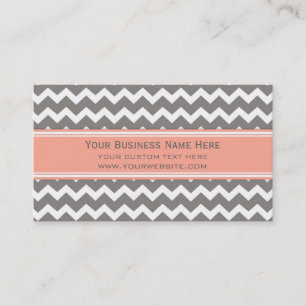 Peach Grey Chevron Retro Visitekaartjes