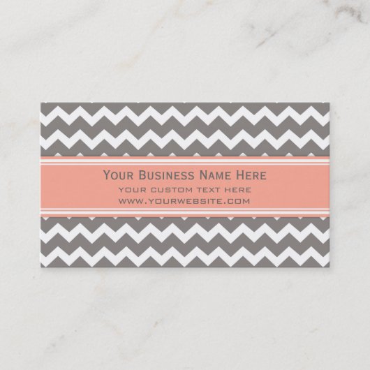 Peach Grey Chevron Retro Visitekaartjes (Voorkant)