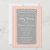 Peach Grey Hearts Mason Jar Baby shower Invitation Kaart (Achterkant)