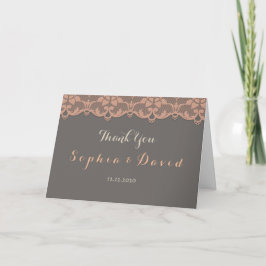 Peach Grey Lace Wedding BEDANKT