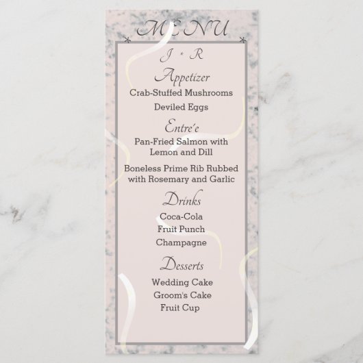 Peach & Grey Marble Monogrammed Enclosure Kaart (Voorkant)
