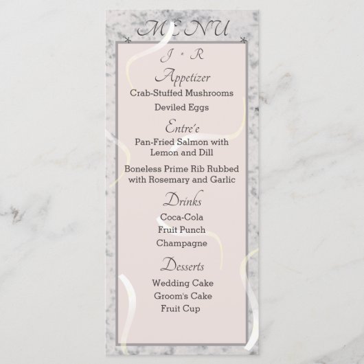 Peach & Grey Marble Monogrammed Enclosure Kaart (Voorkant)