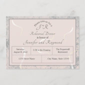 Peach & Grey Marble Monogramsal Dinner Informatiekaartje (Voorkant)