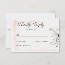 Peach & Grey Romantic Weddenschap elegant delicaat RSVP Kaartje