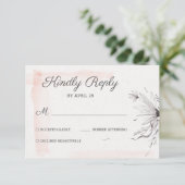 Peach & Grey Romantic Weddenschap elegant delicaat RSVP Kaartje (Staand voorkant)