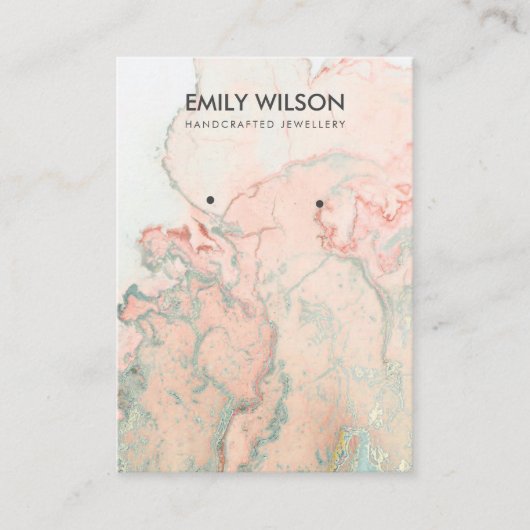 PEACH GROEN AGATE MARBLE EARRING DISPLAY CARD VISITEKAARTJE (Voorkant)