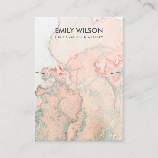 PEACH GROEN AGATE MARBLE KETTING DISPLAY CARD VISITEKAARTJE (Voorkant)