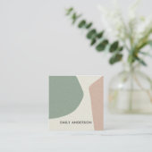 PEACH GROEN IVORY MODERN RUSTIC ABSTRACT ARTISTIEK VIERKANTE VISITEKAARTJE (Staand voorkant)