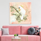 Peach Grunge Boho Bloemenvogel Canvas Afdruk (Insitu (Woonkamer))