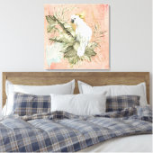 Peach Grunge Boho Bloemenvogel Canvas Afdruk (Insitu (Slaapkamer))