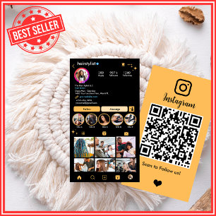 Peach Hair Stylist Instagram Sociale QR  Visitekaartje