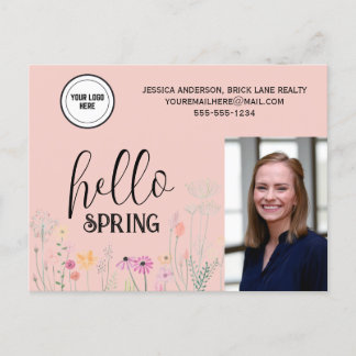 Peach Hallo Spring Real Estate Marketing Briefkaart