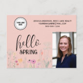 Peach Hallo Spring Real Estate Marketing Briefkaart (Voorkant)