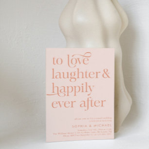 Peach Happily Ever After Script Casual Wedding Kaart