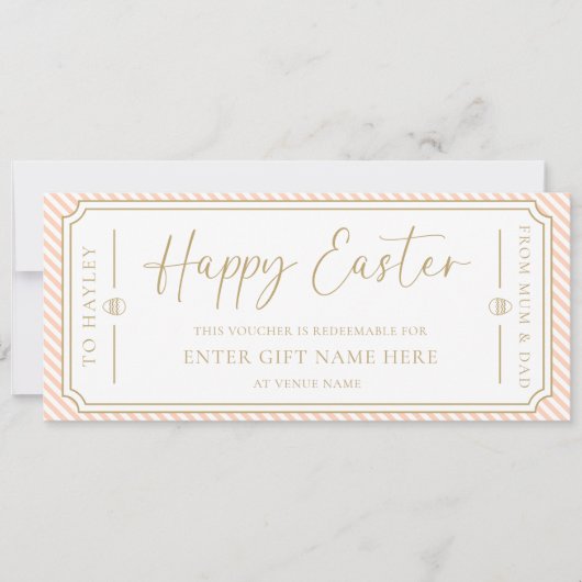 Peach Happy Easter Gift Voucher Kaart (Voorkant)