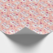 Peach Happy Valentine's Day kat inpakpapier (Hoek)