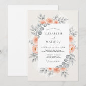 Peach Harmonious Botanical Wedding Kaart (Voorkant / Achterkant)