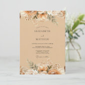 Peach Harvest Bloom Wedding Kaart (Staand voorkant)