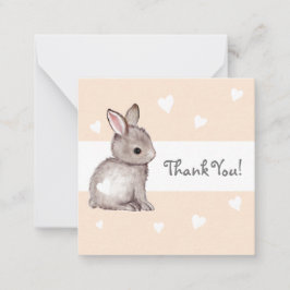 Peach Heart Bunny Baby shower Dank u Notecards Notitiekaartje