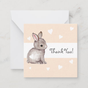 Peach Heart Bunny Baby shower Dank u Notecards Notitiekaartje