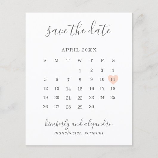 Peach Heart Calender Budget Weddenschap Save the D (Voorkant)