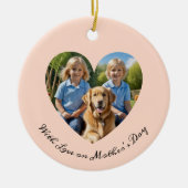 Peach Heart Photo Keepsake Moederdag Keramisch Ornament (Voorkant)