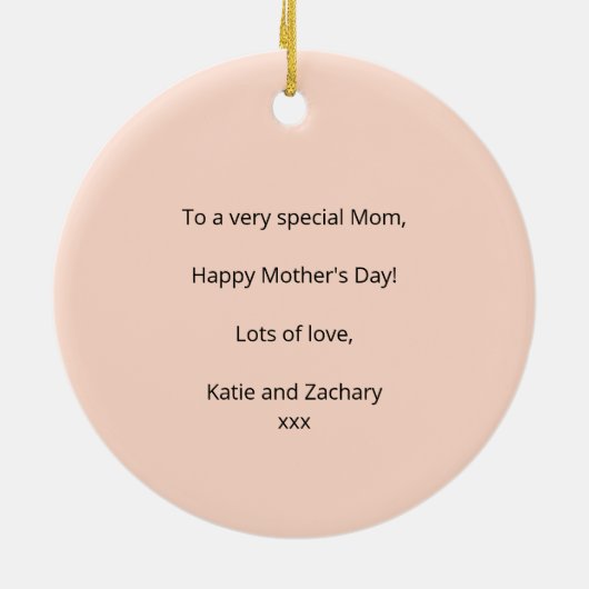 Peach Heart Photo Keepsake Moederdag Keramisch Ornament (Achterkant)