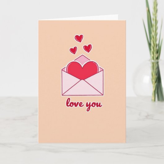 Peach Hearts Love You Card Kaart (Voorkant)