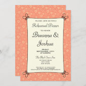 Peach Hearts Patroon repetitie diner uitnodiging (Voorkant / Achterkant)