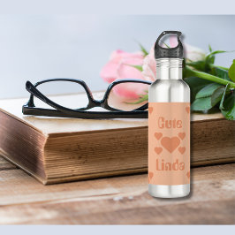 Peach Hearts tweetalig "Schattige" "Linda" Waterfles