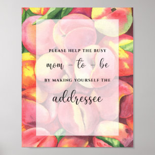 Peach! Help de Bezige Moeder-to-Be Adres en Envelo Poster