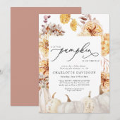 Peach Herfst Pumpkin Floral Boho neutraal Baby sho Kaart (Voorkant / Achterkant)