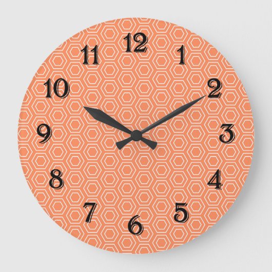 Peach Hexagon geometric Grote Klok (Voorkant)