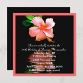 Peach Hibiscus Birthday Party Invitation Kaart (Voorkant / Achterkant)
