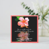 Peach Hibiscus Birthday Party Invitation Kaart (Staand voorkant)