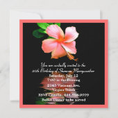 Peach Hibiscus Birthday Party Invitation Kaart (Voorkant)