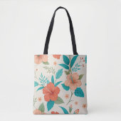 Peach Hibiscus Floral Tote Bag (Voorkant)