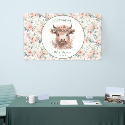Peach Highland Koe Banner (Beurs)