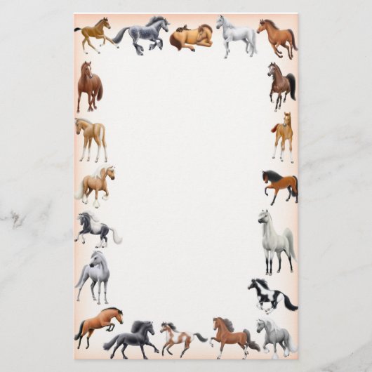 Peach Horse Crazy Stationery Briefpapier (Voorkant)