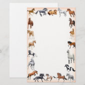 Peach Horse Crazy Stationery Briefpapier (Voorkant / Achterkant)