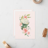 Peach hydrangea van uw bureau een persoonlijk notitiekaartje (Voorkant / Achterkant in situ)