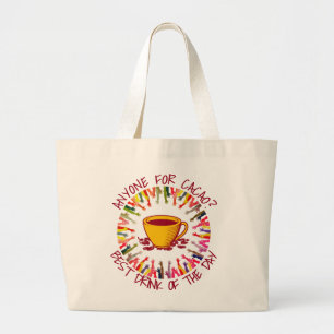 Peach IEDEREEN VOOR CACAO  Grote Tote Bag