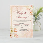 Peach Invitation boda durazno naranja claro Kaart (Staand voorkant)