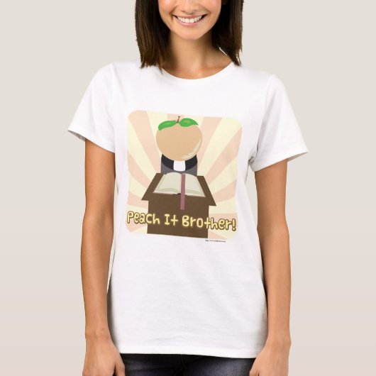 Peach it Brother Funny Food Cartoon T-shirt (Voorkant)
