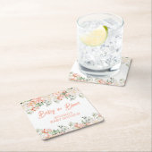 Peach Ivory Beige Neutraal Baby shower Kartonnen Onderzetters (Insitu)