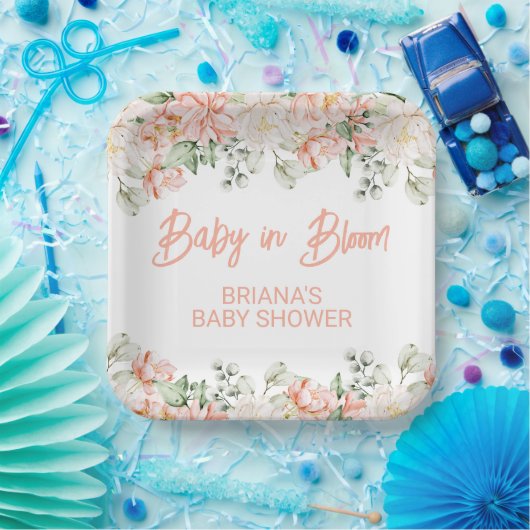 Peach Ivory Beige Neutraal Baby shower Papieren Bordje (Feest)