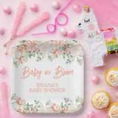 Peach Ivory Beige Neutraal Baby shower Papieren Bordje (Feest)